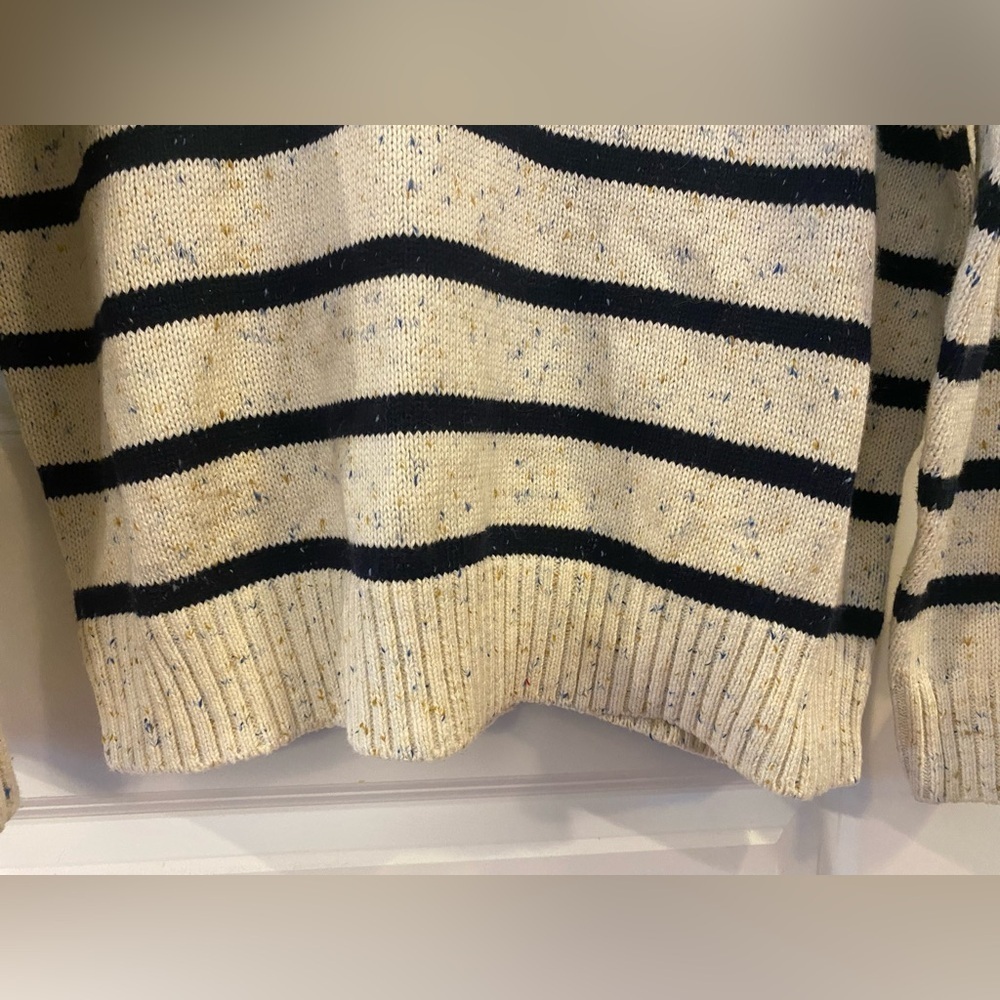 Crown & Ivy Sweater Sz XL Speckled Off White & Navy Stripe Pattern NEW Crew Neck - Picture 6 of 7